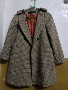 Zara Double Breasted Plaid Wool Coat Size(S)