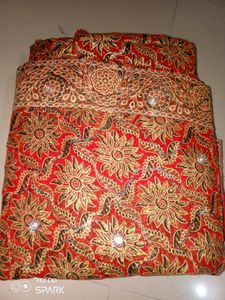 Red &amp; Gold Embroidered Fabric