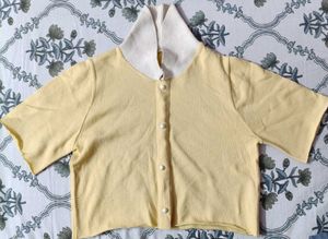 Yellow Ribbed Knit Top