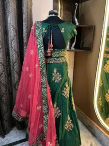 Green Embroidered Lehenga Choli