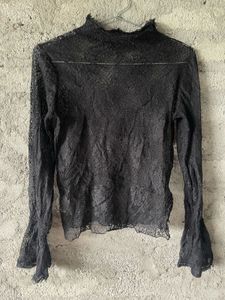 Sheer Floral Detail Criss Cross Stretchable Top