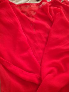 Red Embellished Kurta