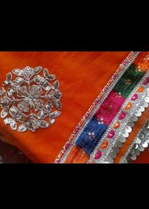 Katrina&#39;s inspo Orange net saree