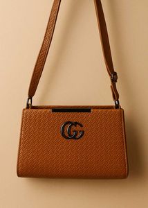 Tan Textured Satchel Bag