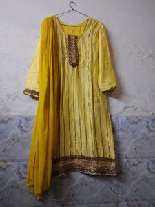 Yellow Embroidered Kurta Set