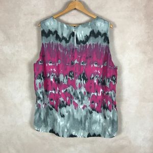 JUNAROSE Pink Grey Abstract Chiffon Sleeveless Top