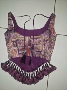 Beautiful Plaza &amp; Crop Top Ethnic Outfit