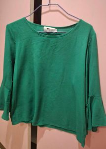 Round Neck Formal Blouse With Flare Sleeves