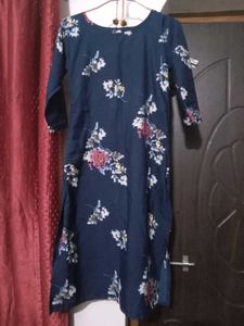 (4).Floral Print Navy Kurti