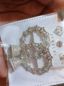 Silver Tone Earrings & Bracelet Set