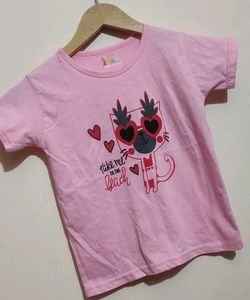 Pink T-shirt For Baby Girl 4- 5 Year