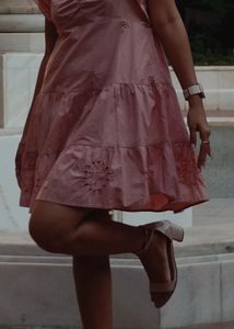 Pink Eyelet Mini Dress
