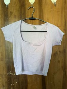 Lilac Square Neck Crop Top