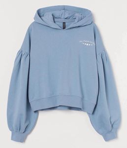 Blue Hoodie with Balloon Sleeves