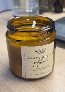 WHOLLY BEING Amber Quartz + Patchouli Candle