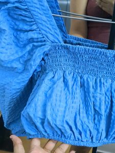 Blue Puff Sleeve Top