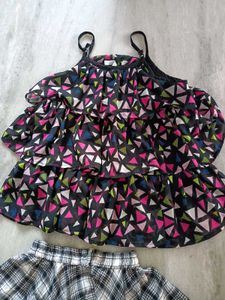 Checked Skirt with top