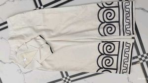 “Premium Cotton White Co-ord Set with Black Greek