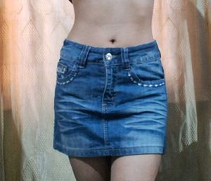 Trendy Blue Denim Skirt