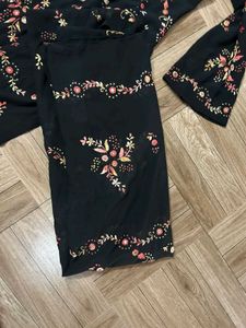 Embroidered Black Kurta Set