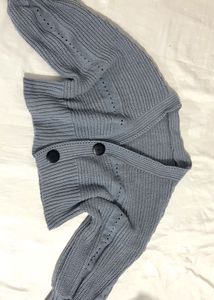 Blue Cropped Cardigan