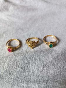 Set of 3 Gold Rings(daily wear)19.19.18 size
