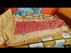 Red And Golden Designer Saree