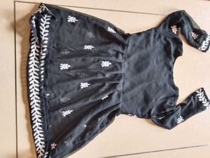 A Floral Festive Black Kurta