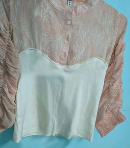 Peach &amp; White Stylish Top