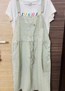 Green Dungaree Dress.