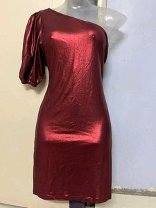 Burgundy One-Shoulder Mini Dress