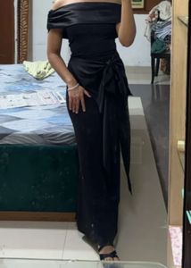 Elegant Black Off-Shoulder Gown Dress  from Savana