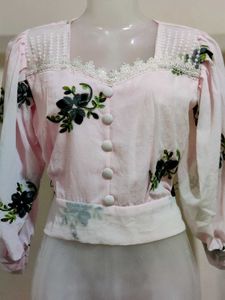 Embroidery Work Pink Top New