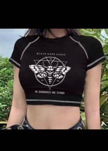 ⛧☠︎︎ ⋆₊ ♱Gothic Graphic Crop Top