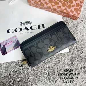 COACH ZIPPER WALLET 12a QUALITY WD BOX N CARD
