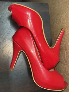Red Peep-Toe Heels