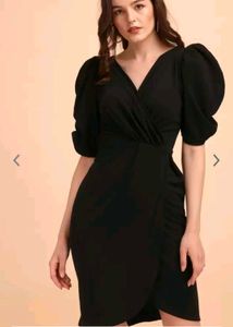 Little Black Dress with Puff Sleeves