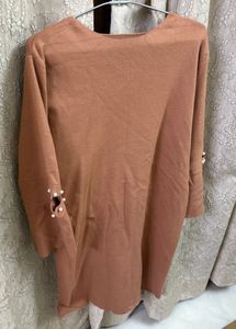 Elegant Knit Dress with Pearl Details