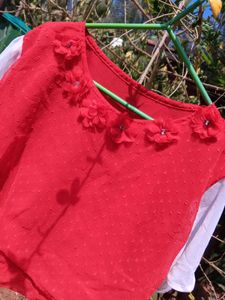 Red Crop Top...With Ribbin Bow To Tie