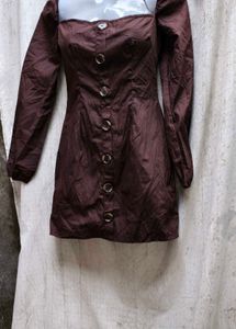 38318. Brown Button-Down Dress