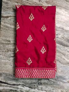 Price Drop Red Silk Saree With Blouse