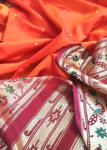 Orange Paithani Saree
