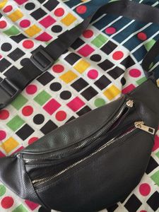 Black Leather Belt Bag