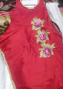 New Frock With Beads And Lace Work In Gown Style