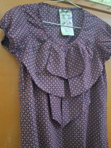 Girls Top - Burgundy Patterned