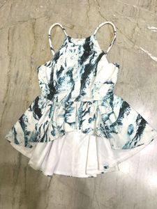 Stylish Marble Print Peplum Top