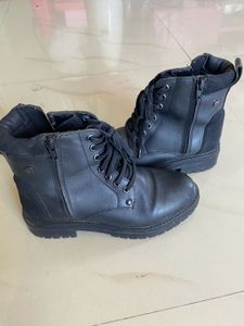 Black Leather Ankle Boots Genuine