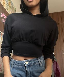 Black Cropped Hoodie