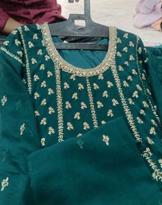 Teal Embroidered Kurta Set