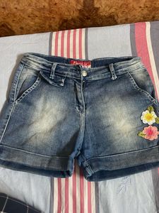 Denim Flower Shorts